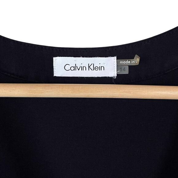 Women's Calvin Klein Sleeveless Ruched Sleeveless Mini Tank Dress Black Size 14 - Picture 3 of 7